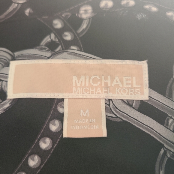 Michael Kors Black and Gray Chain Print Women's Blouse Sz.M - Picture 6 of 10